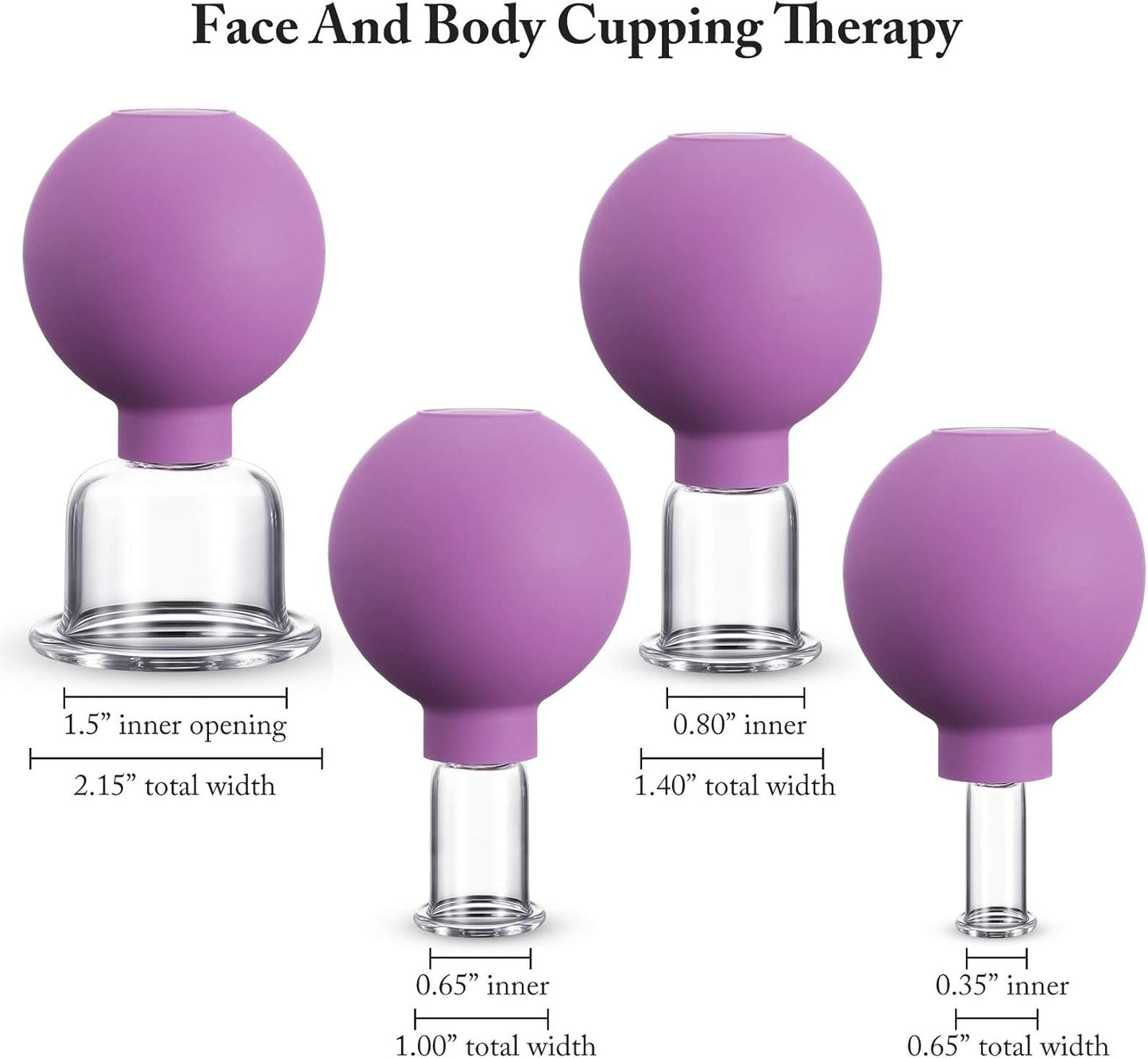 BBTO 4 Pieces Glass Cupping Set Glass Silicone Cupping Cups Massage Vacuum Suction Cupping Cups for Body Face Leg Arm Back Shoulder Muscle and Joint Pain (Purple)