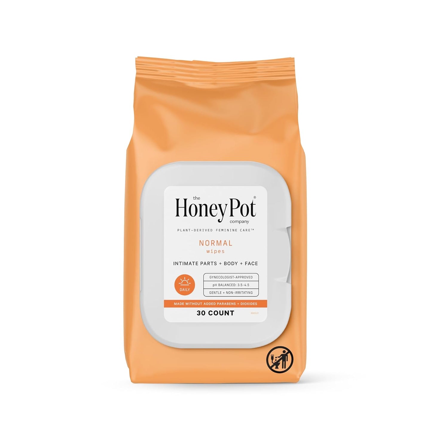 The Honey Pot Company - Feminine Wipes - Daily PH Balancing, Fragrance & Sulfate Free Wipes for Intimate Parts, Body, or Face - Hygiene Products - Normal 30 ct