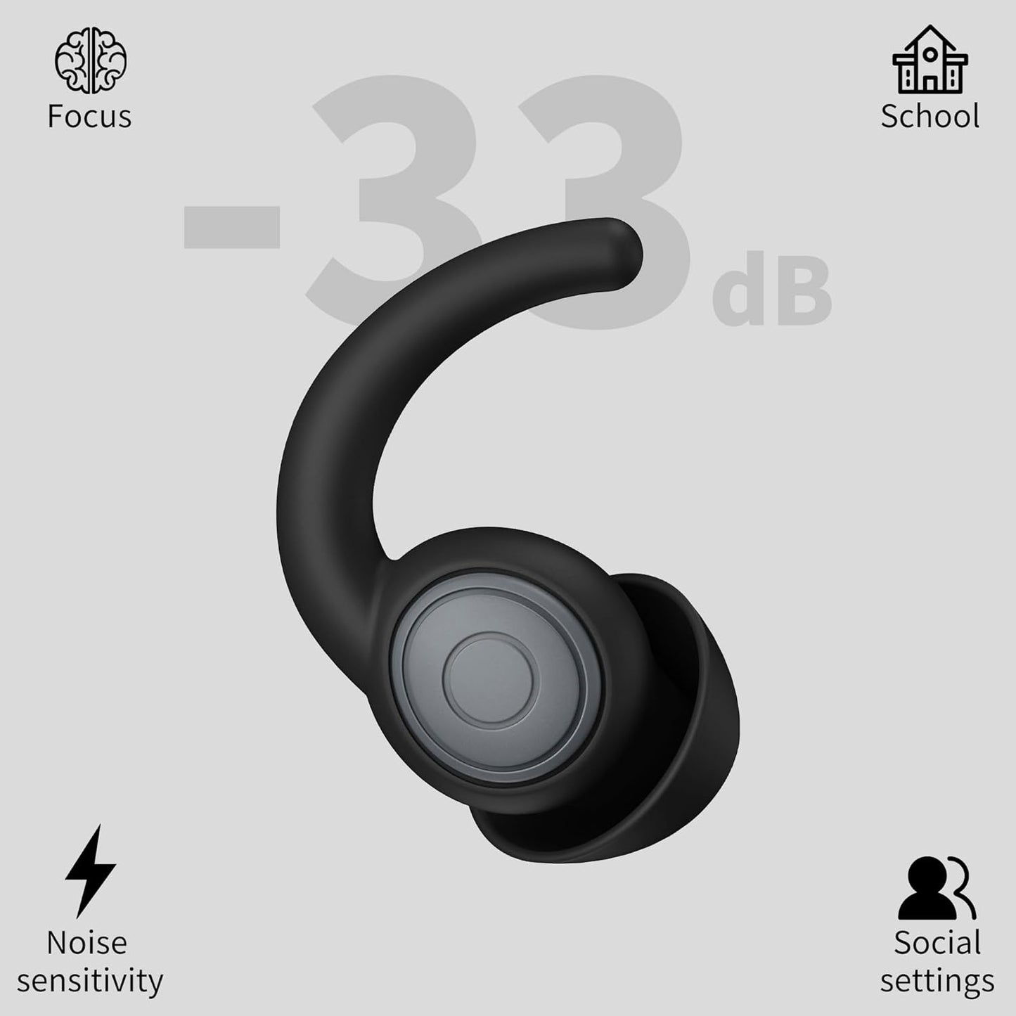 WUTAN Kids Ear Plugs (6-12yrs) & Ear Plugs for Adults with Small Ear Canals, Reusable Noise Reduction Earplugs for Sleep, Focus, Airplane, Concerts, Sports Events, Sleeping, 33dB Noise Cancelling