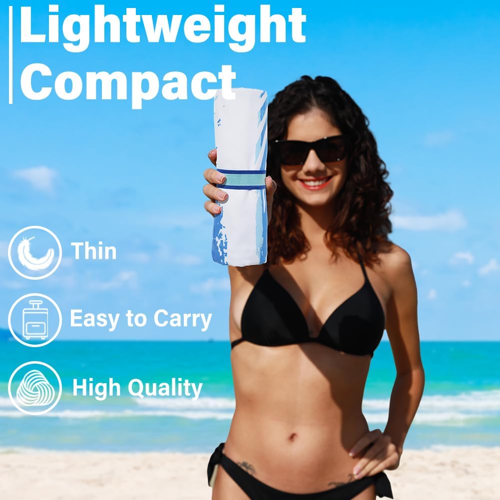 Lightweight Thin Microfiber Beach Towel Sand Free Quick Dry Absorbent Compact Soft Pool Swim Travel Towels Extra Large Oversized Beach Accessories Packable Essentials Stuff Gifts for Adult 32*71 Inch