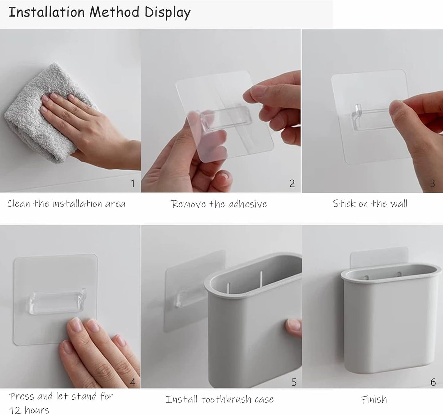 2 Packs Toothbrush Holders Wall Mounted, Self Adhesive Tooth Brush Holder for Bathroom Electric Toothbrush Toothpaste Razor Bathroom Accessories(Grey