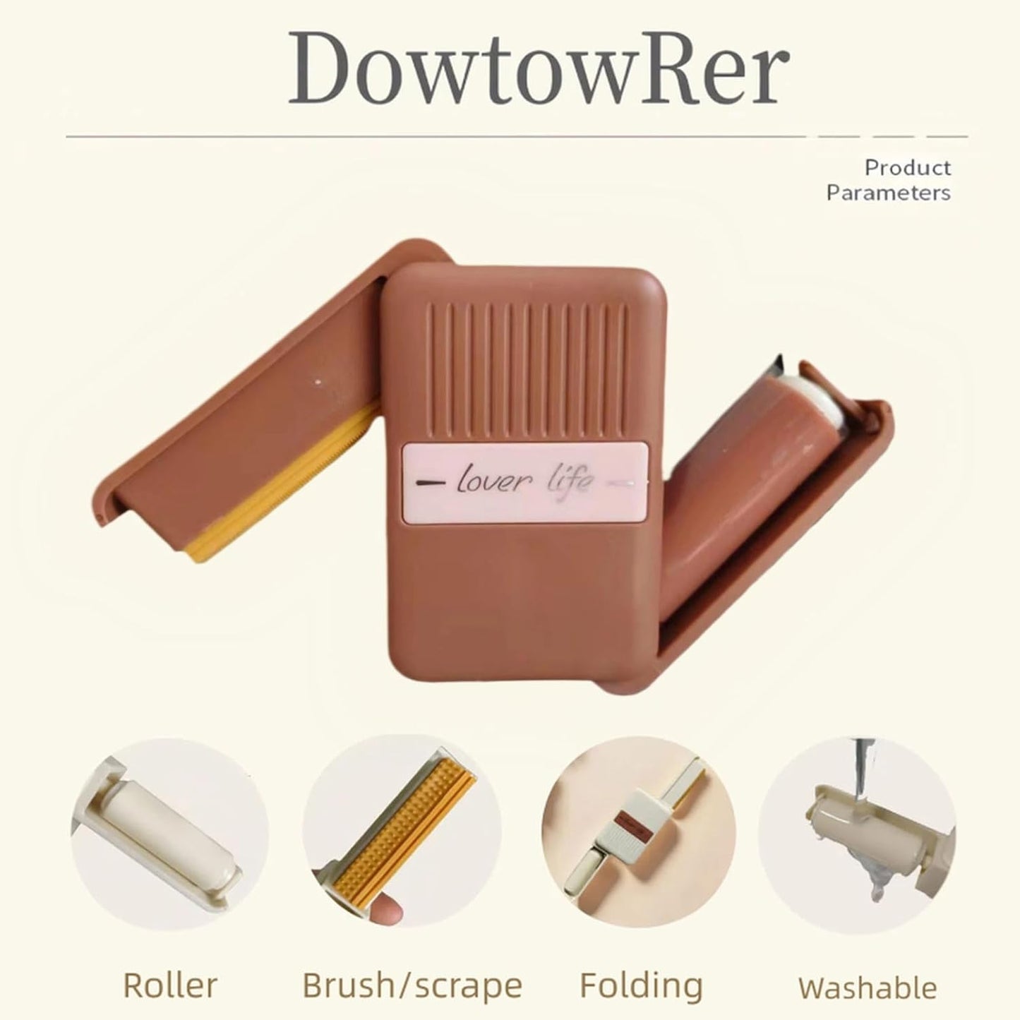 Mini Lint Roller Reusable Travel Lint Rollers for Clothes Portable Lint Remover for Pet Hair Purse Dust Fuzz Washable Sticky Small Size Compact 1.9''×1''×2.9''(Caramel)