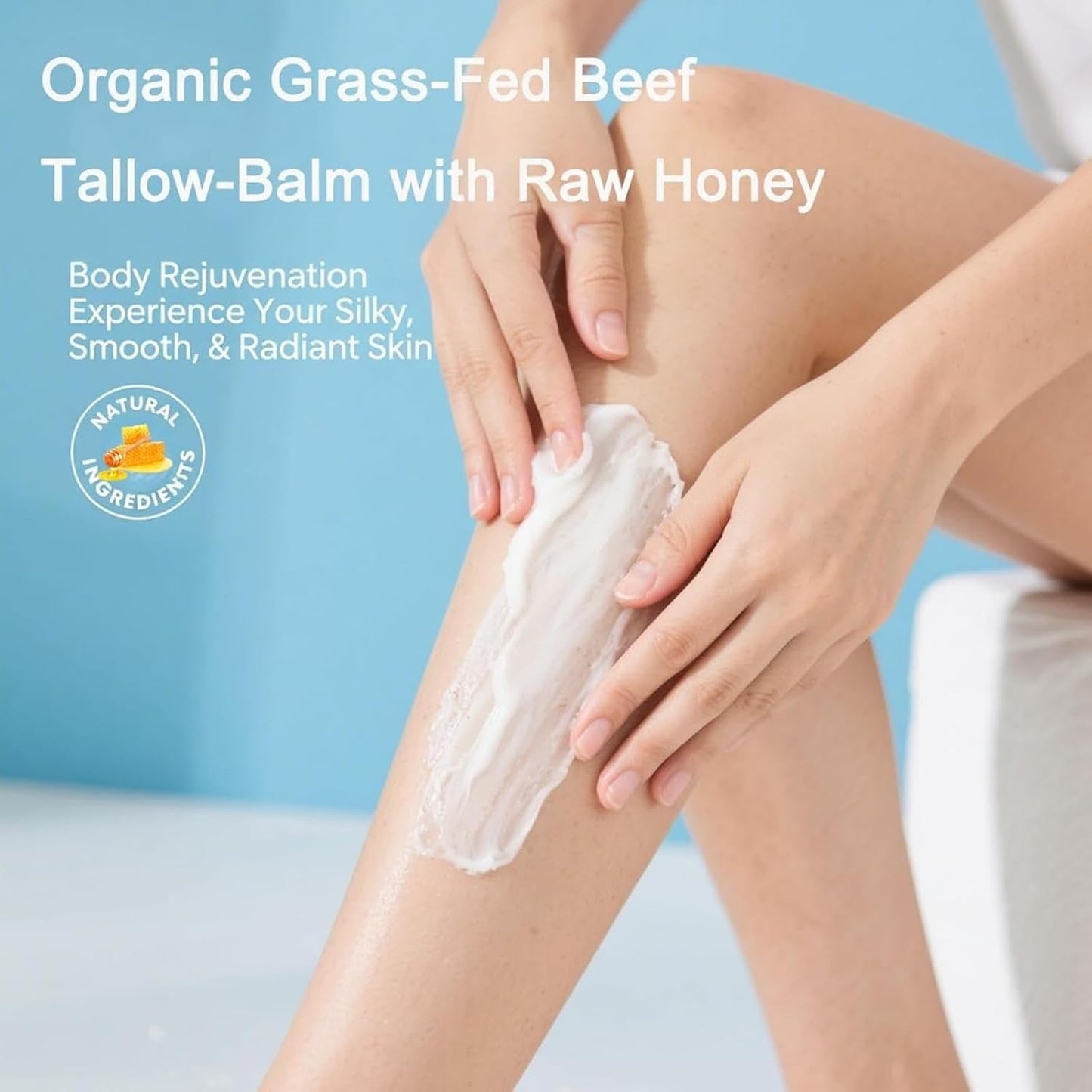 Tallow Honey Balm, Organic Grass-Fed Beef Tallow Balm with Raw Honey, Deeply Nourishes and Hydrates The Skin, Moisturizing Lip Cream, Natural Soothing Moisturizer for All Skin Type