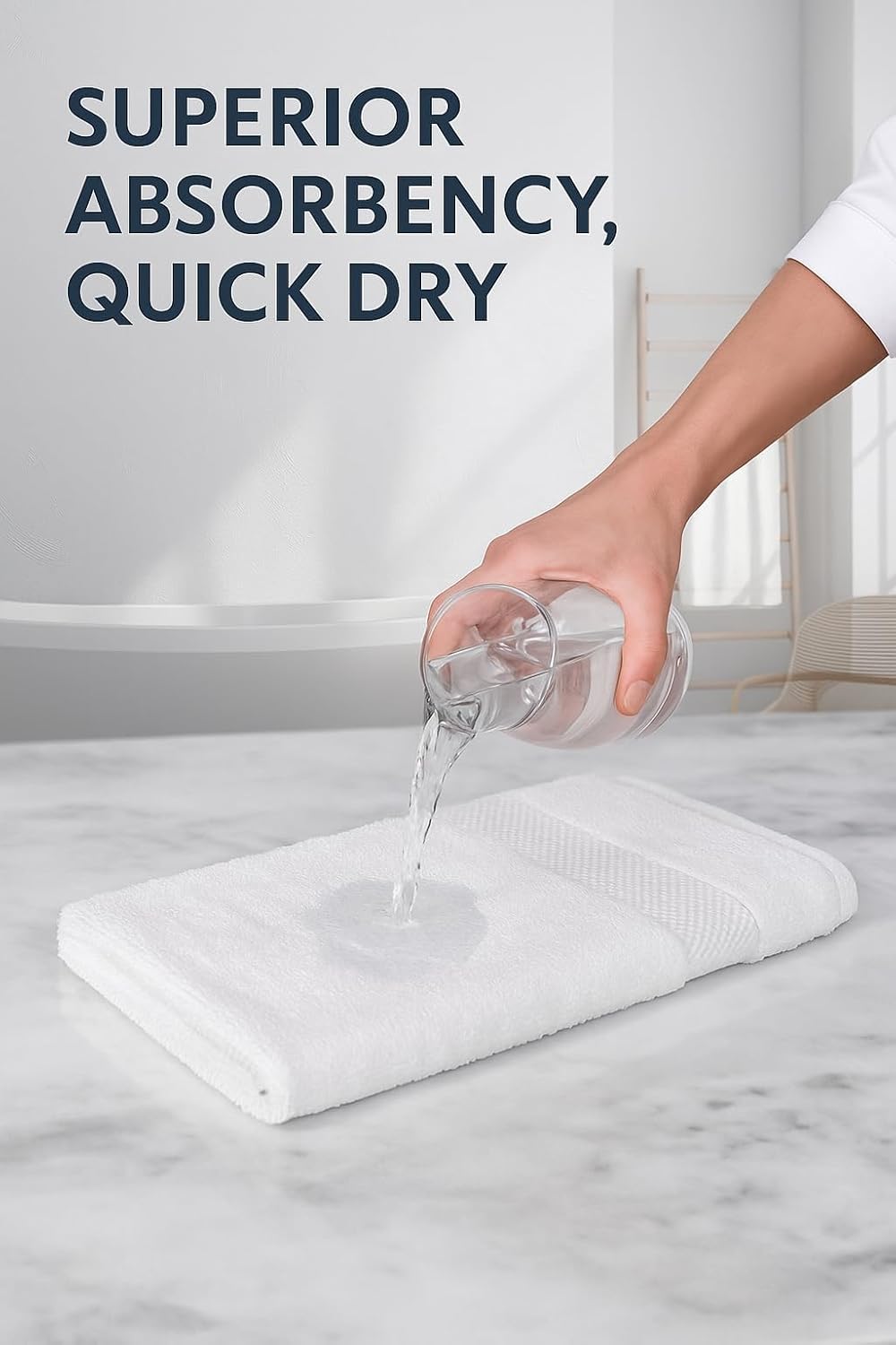 Luxury Hand Towels Set of 6 – 16x30, 550 GSM Ultra-Plush Cotton | Thick, Absorbent, Quick Dry | Hotel & Spa Quality White Towels