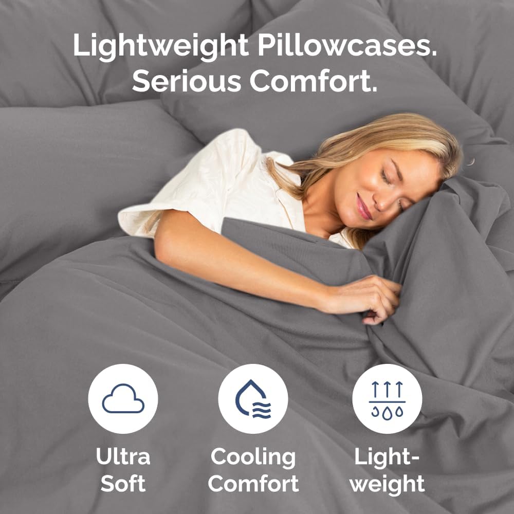 King Pillow Cases Set of 10 - Ultra Soft Hotel Quality Pillowcase Covers - Comfy. Cozy & Wrinkle Free - Shrink, Stain and Fade Resistant - Machine Washable Pillow Protectors - 10 Piece Set - Dark Grey