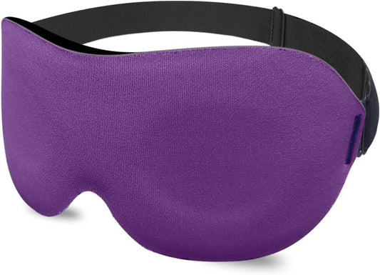 3D Sleep Mask for Side Sleepers – 100% Light Blocking Eye Mask for Sleeping, Zero Eye Pressure, Soft Breathable Memory Foam, Adjustable Strap for Travel, Men & Women (Purple)
