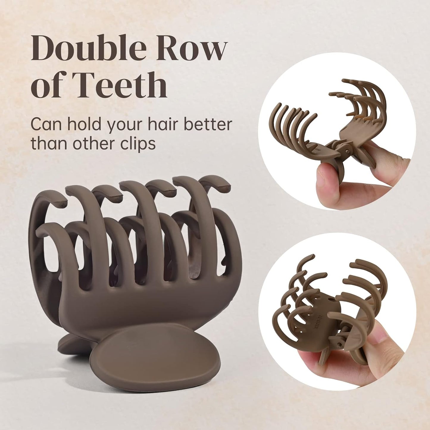 DEEKA Hair Clips Small Claw Clips for Thin Hair 6 Pack Double Row Teeth 1.6" Medium Matte Non-slip Short Hair Accessories for Women and Girls -Brown