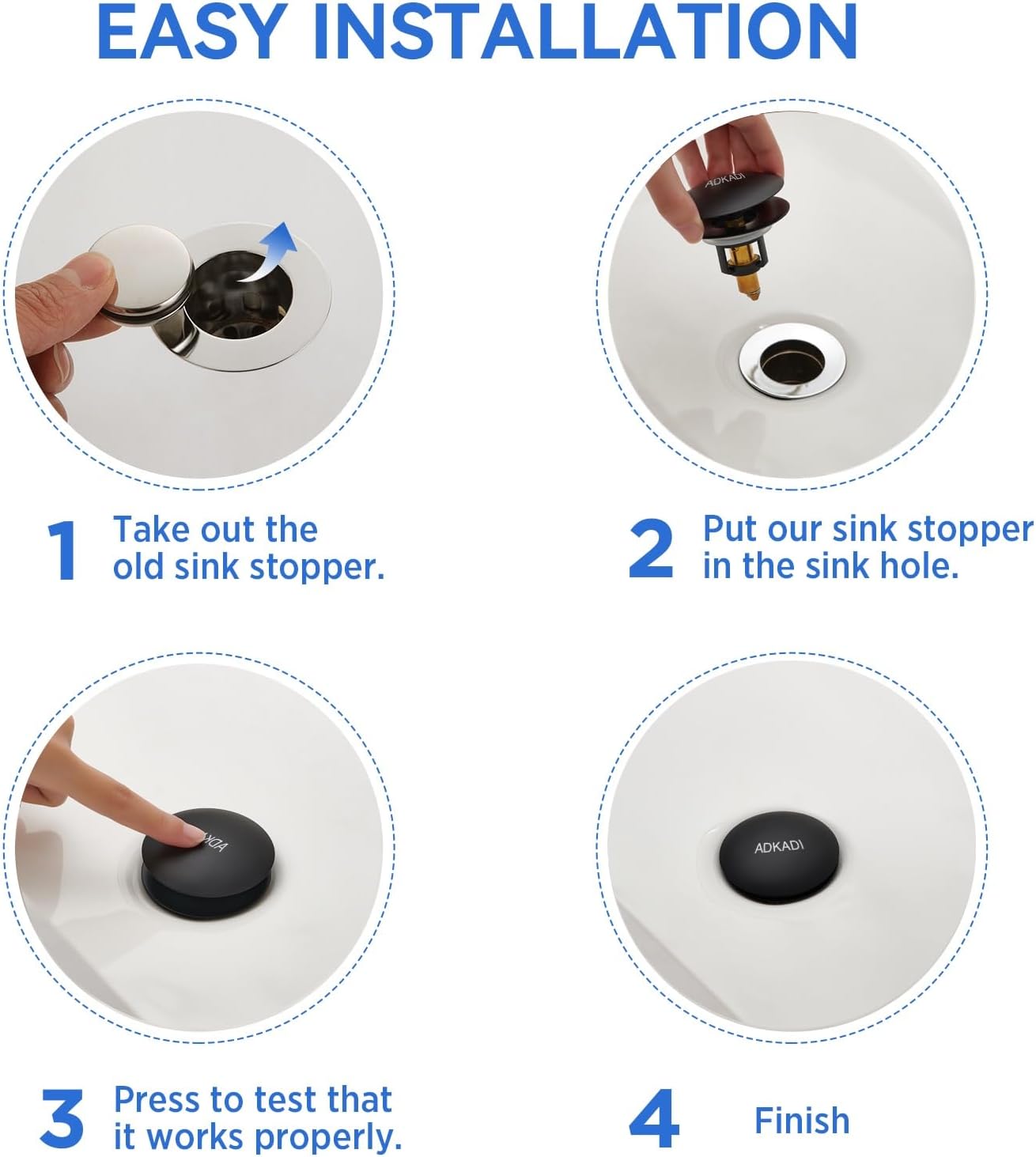 Bathroom Sink Drain Stopper, 2-in-1 Pop Up Sink Drain Stopper Strainer for 1.06"-1.65" Basin Drain Holes, Brass Bounce Core Sink Stopper with Anti-Clogging Hair Catcher