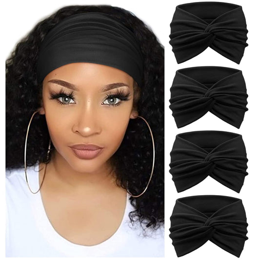 Extra Wide Headbands for Women Large Turban Headband Non Slip Boho Elastic Hairband Hair Twisted Knot Head Bands Accessories