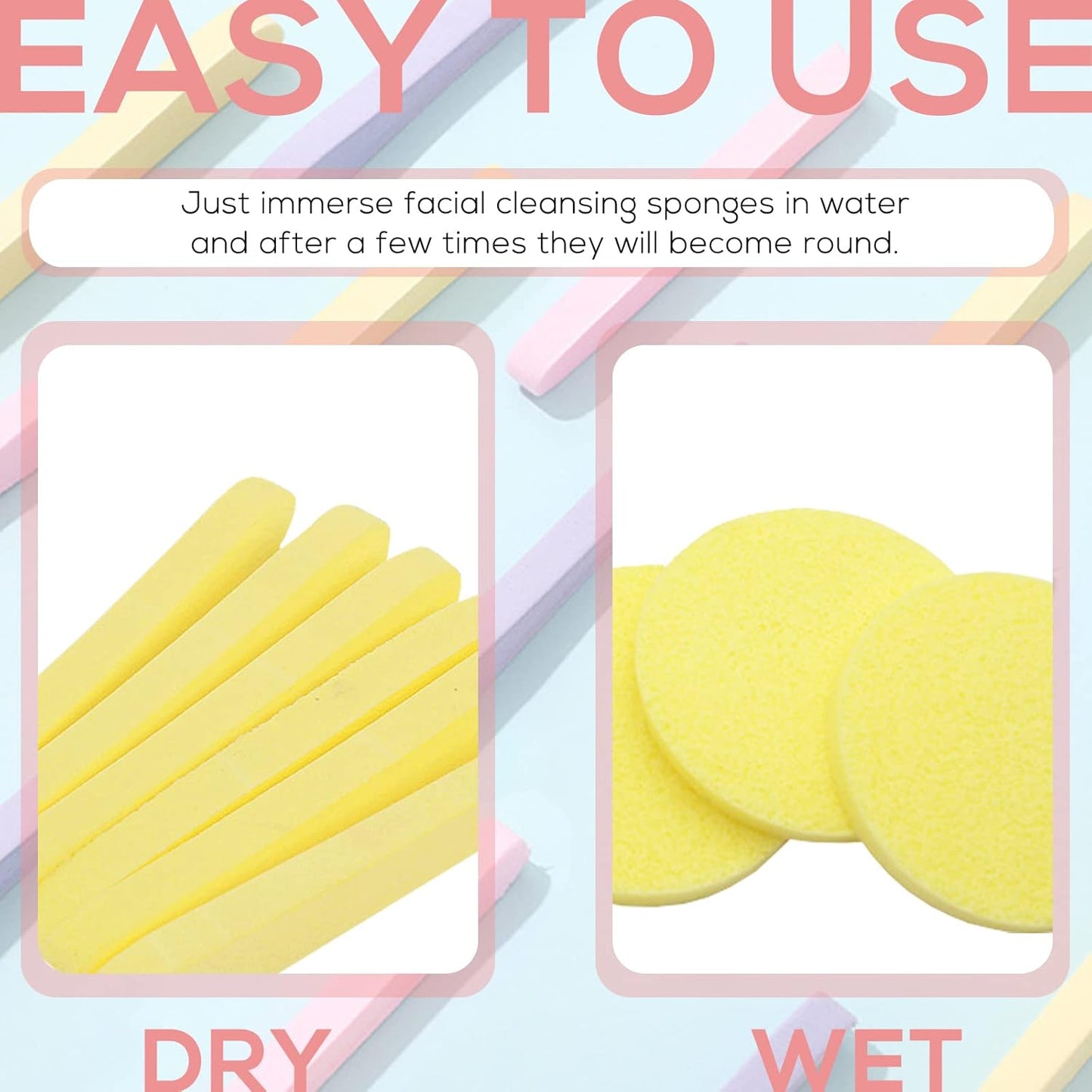 120 Pack Facial Sponge Compressed,Exfoliating Wash Round Face Sponge,Makeup Removal Sponge for Face Cleansing,Women,Girls(Yellow,Pink,Purple)