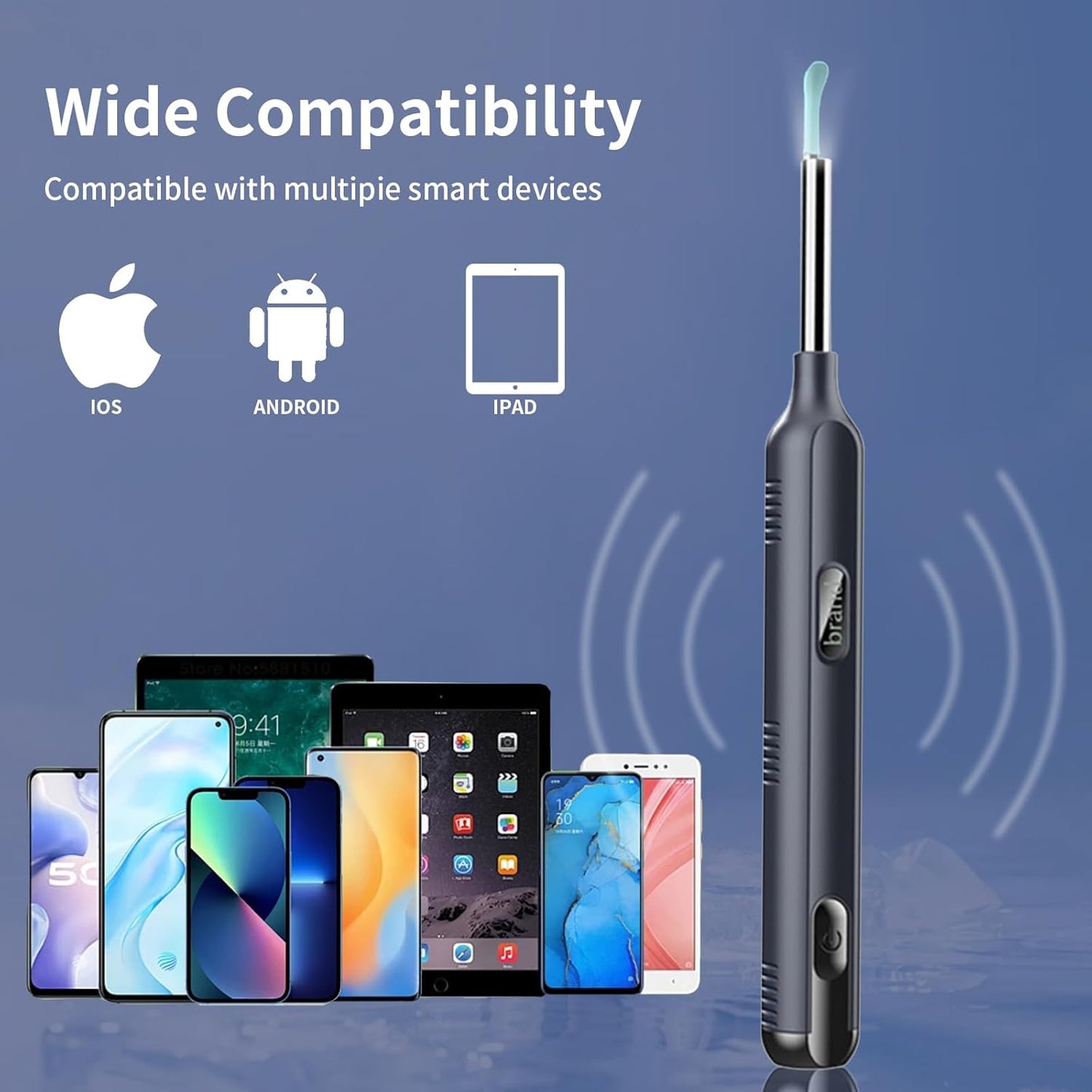 Ear Wax Removal Tool Camera, Ear Cleaner with Camera, 1200P HD Ear Camera with 6 LED Light, Ear Cleaning Kit with 15 Pcs Replacement Tips for iPhone & Android Phones Black