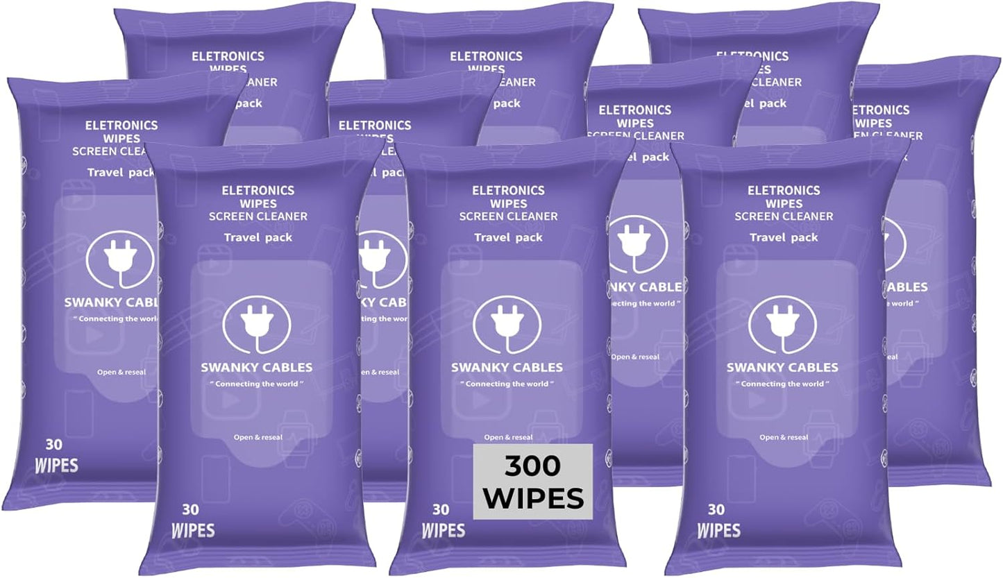 Screen Cleaner Wipes: Electronic Wipes for Screens - Computer Screen Wipes for Lens, Phone, Tv Screen and Monitor Cleaning - Tech Wipes & Microfiber Cloth (Soft Wipes, 300 Count)