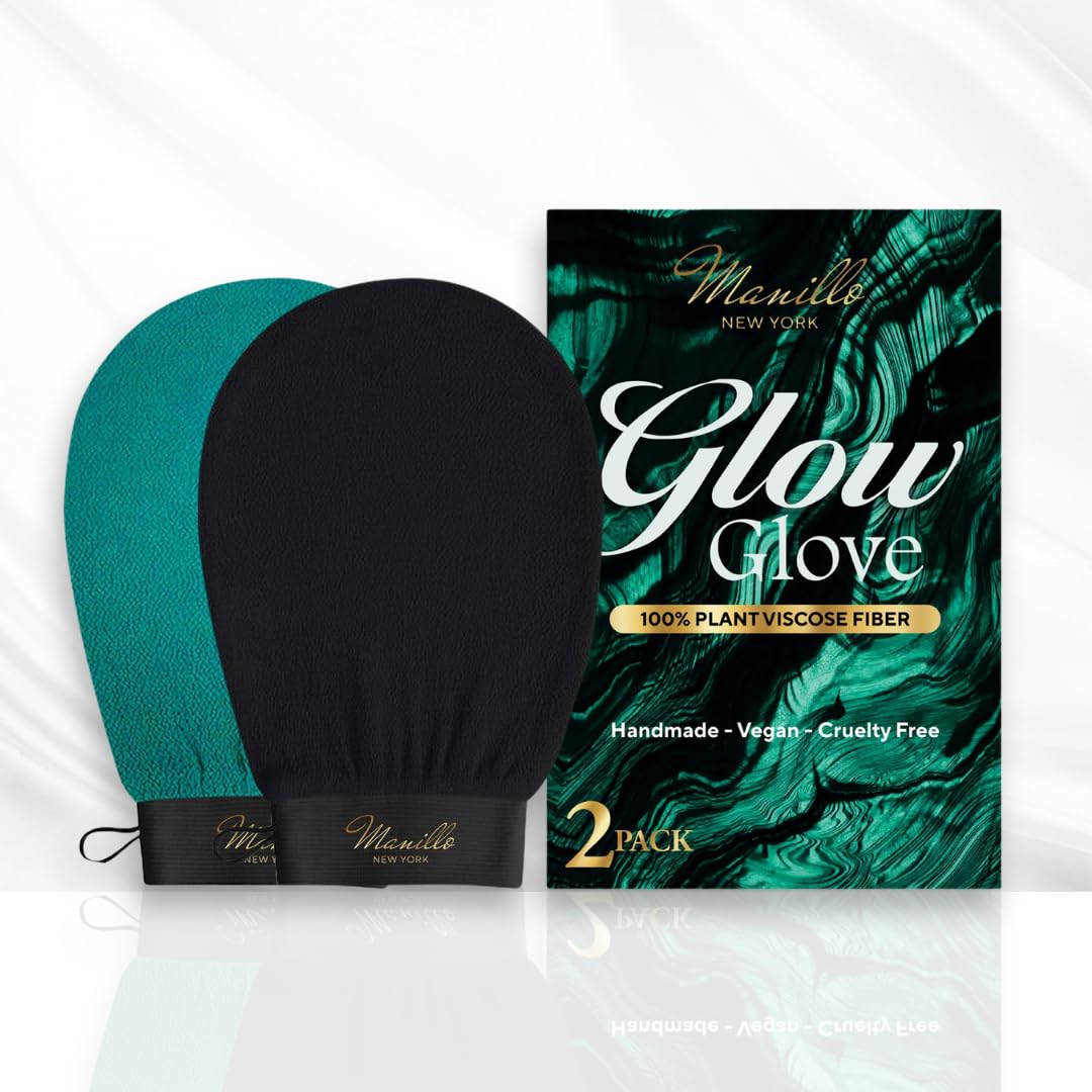 Manillo exfoliating Glove Exfoliating Mitt for Body (2pc) – 100% Vegan Viscose Traditional Body Scrub Glove Kessa Korean Washcloth – Body Exfoliator for Self-Tan Removal & Keratosis Pilaris