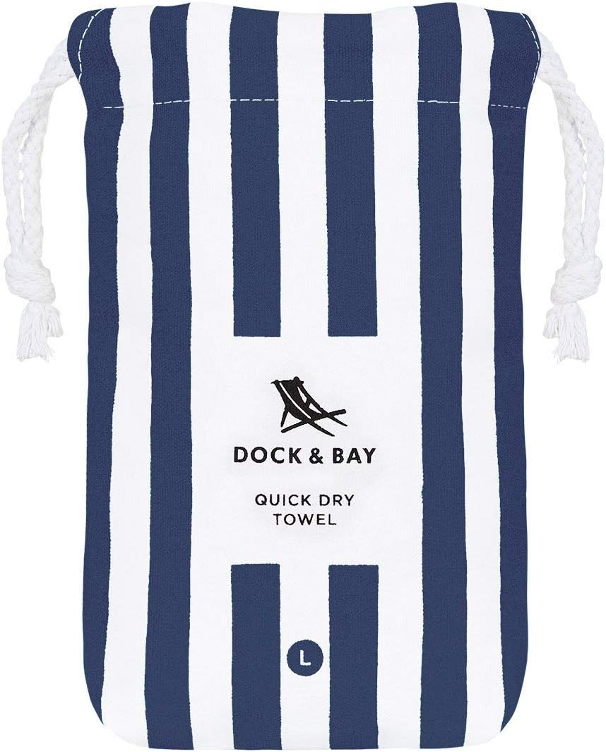 Dock & Bay Beach Towel - Quick Dry, Sand Free - Compact, Lightweight - 100% Recycled - Includes Bag - Cabana - Whitsunday Blue - Large (160x90cm, 63x35)
