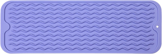 Silicone Dish Drying Mat for Multiple Usage,Easy clean,Eco-friendly,Heat-resistant Silicone Mat for Kitchen Counter,Sink,Bar,Bottle,or Cup Light Purple M 17 inches x 6 inches