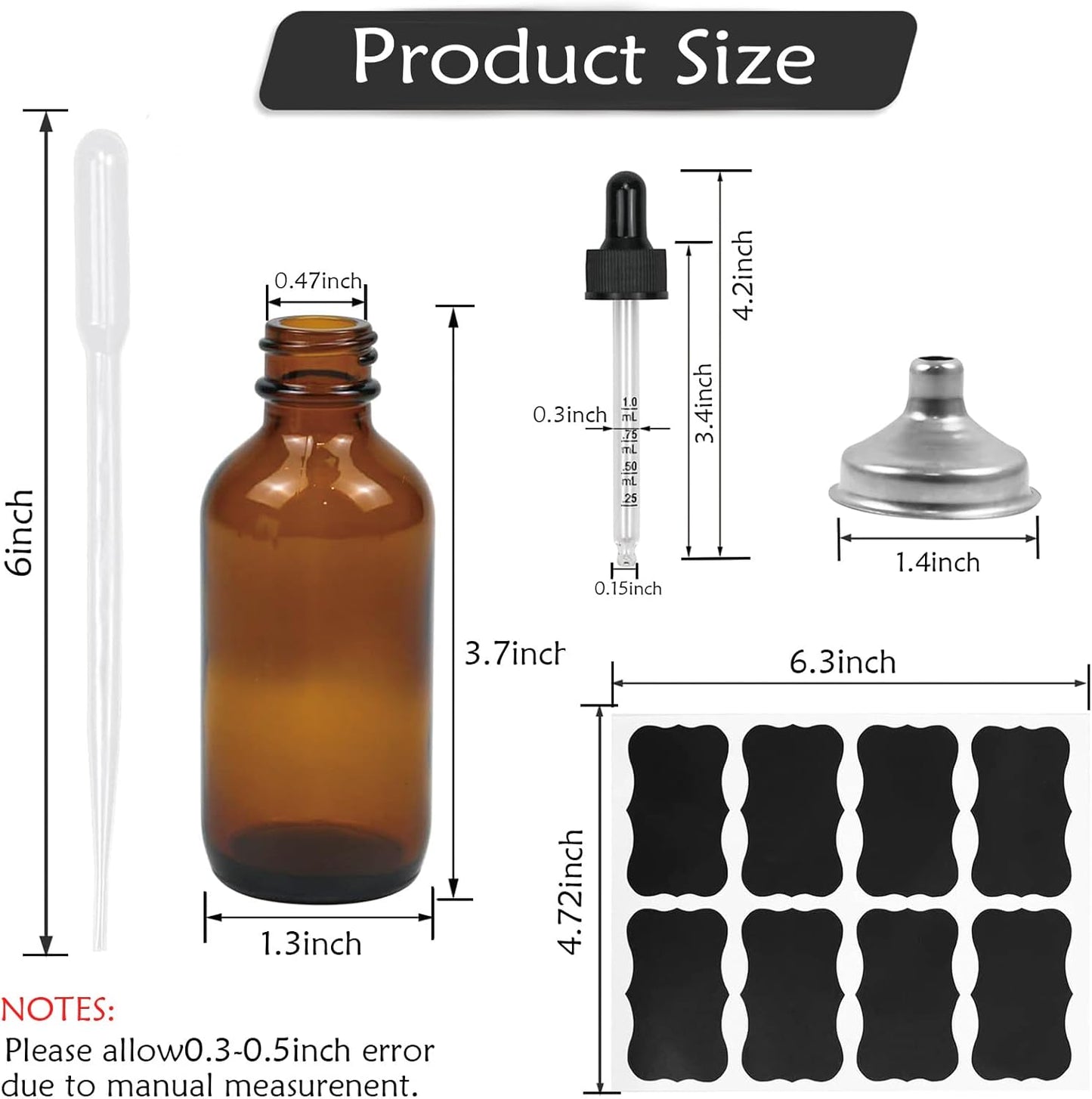 28Pack 2oz Tincture Bottles With Dropper Amber Glass Dropper Bottle with Measured Eye Dropper Funnels,Labels,60ml Empty Bottle Brown for Homemade Vanilla Essential Oil,Tincture,Serum,Liquids