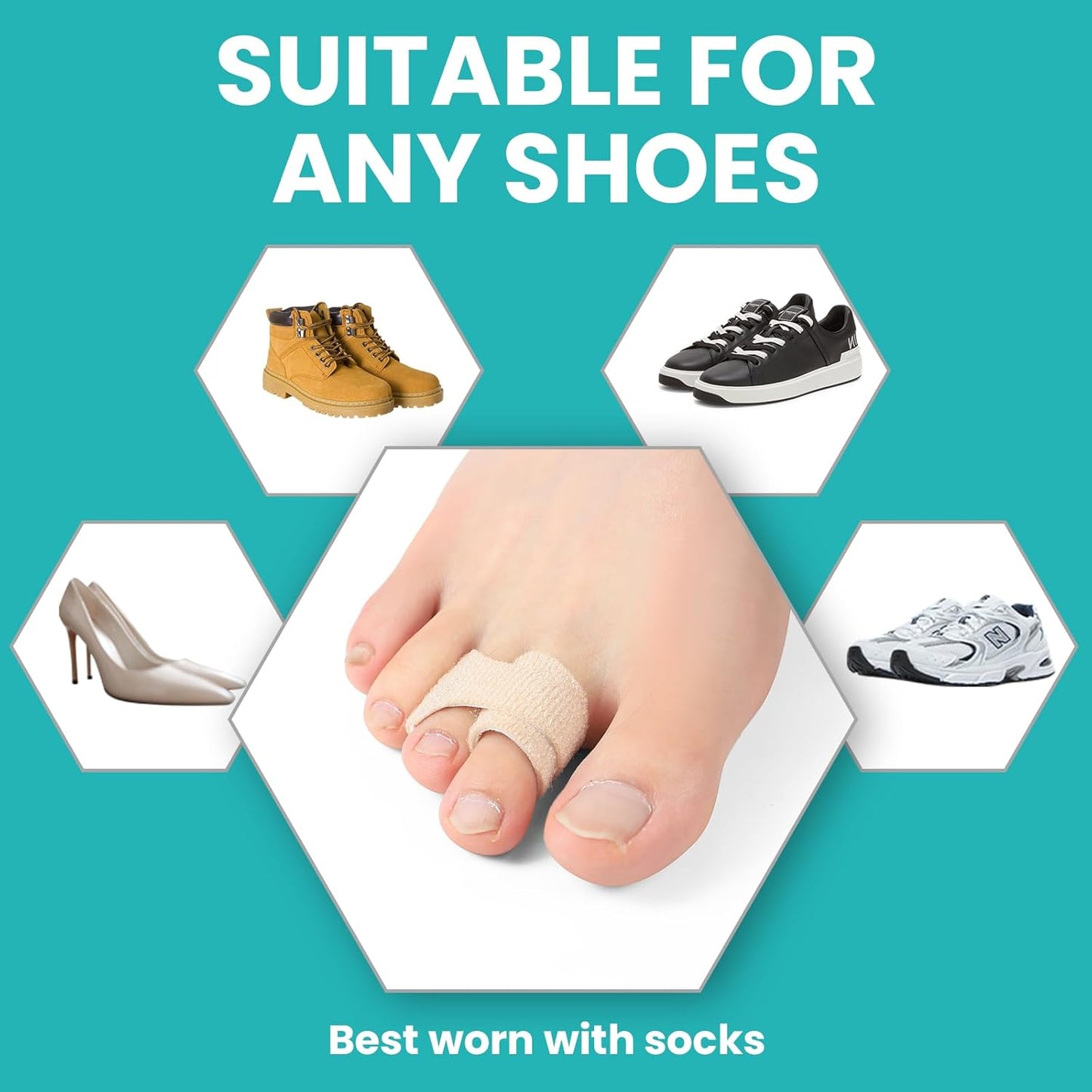 10 Pack Fabric Hammer Toe Corrector, Reusable Broken Toe Protectors Taped Wraps, Hammertoe Straightener, Toe Splint for Broken Toe, Crooked Toes, Bent Toes （Brown+10S）