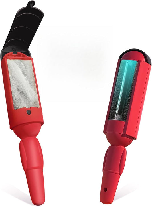 PAKEWAY 2 Pack Pet Hair Removal Tool, Reusable Dog & Cat Fur Remover with Comfy Non-Slip Handle, Portable Lint Roller with Self-Cleaning Base for Couch, Car Seat, Carpet, Bedding