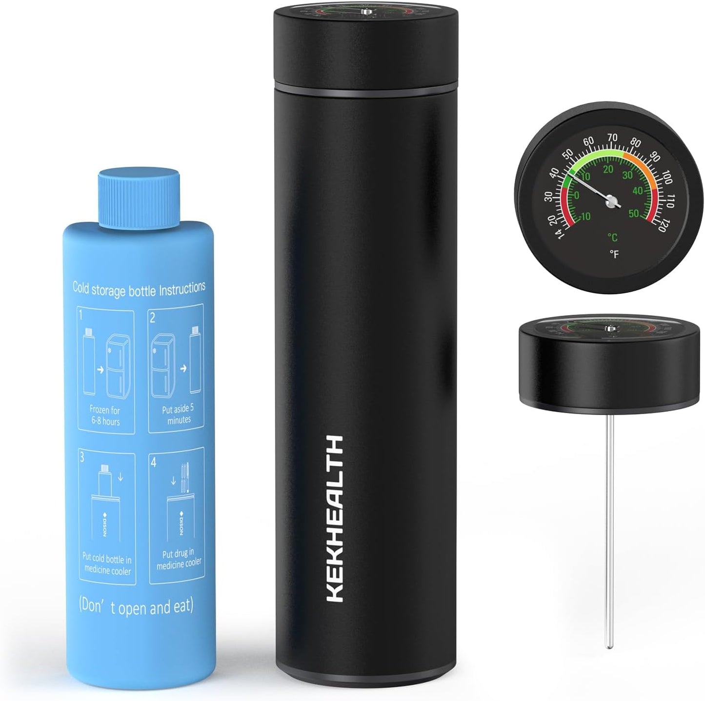 TSA Approved Insulin Cooler Travel Case, 60H Diabetes Medication Cooler with Large Dial Mechanical Thermometer & Biogel Ice Pack, Compact Diabetic Travel Case for Medicine Storage