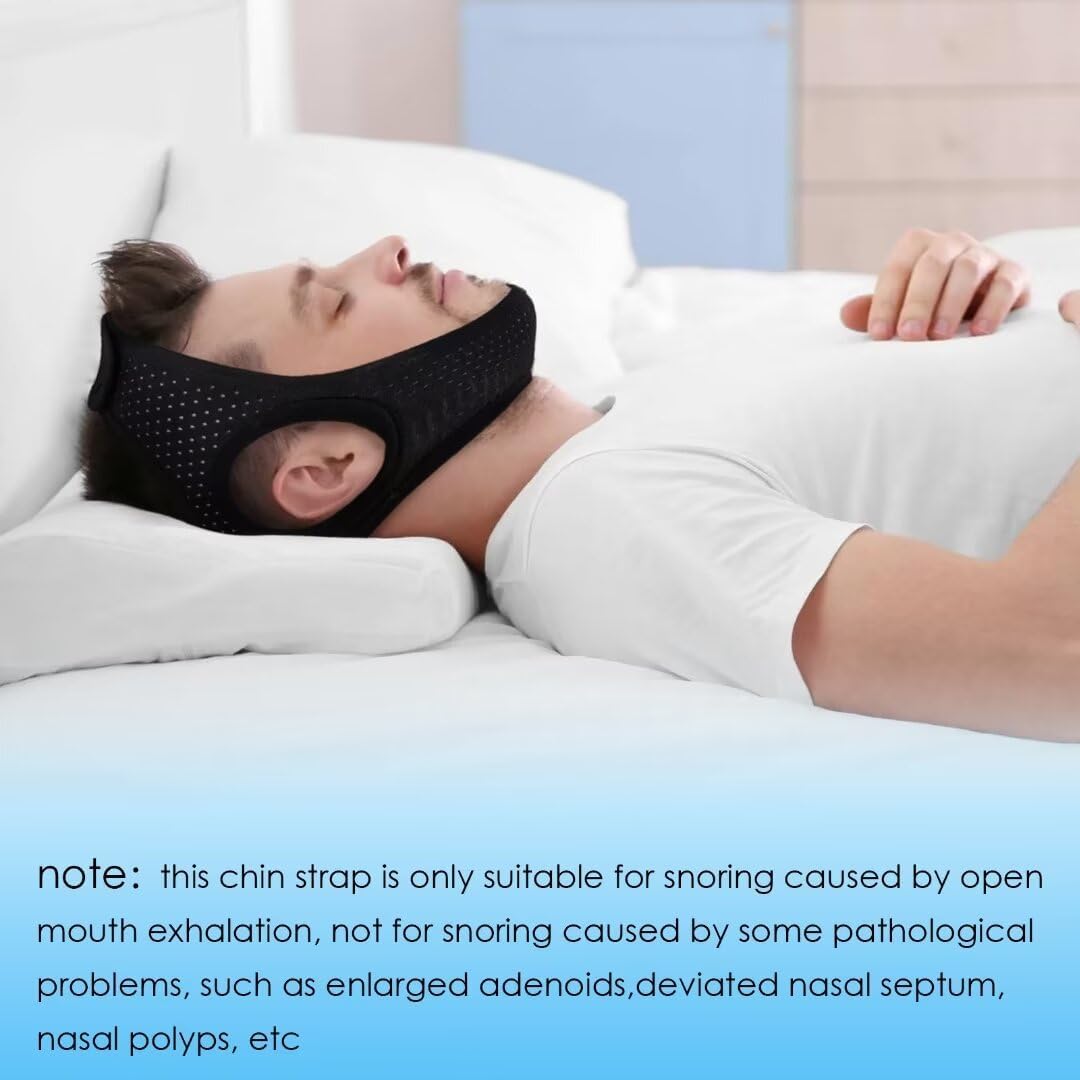 Forzacx Anti Snore Chin Strap - Breathable Chin Strap Snoring Solution, Effectively Reduce Snoring, Non-Stick Hair, Don't Fade - Black