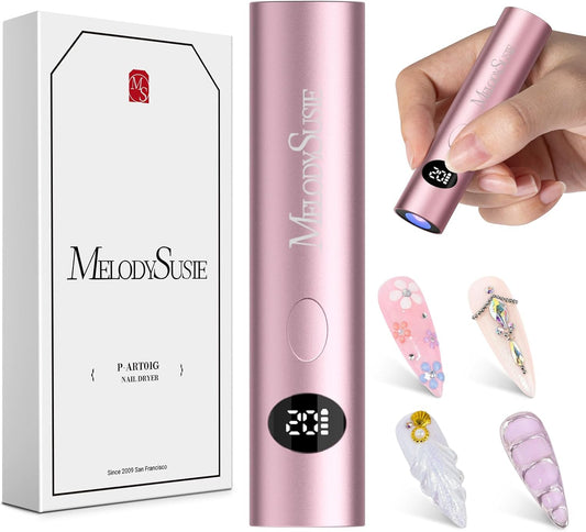 MelodySusie Handheld UV Light for Gel Nails, 2025 Upgraded ART01G Cordless Gel X Nail Lamp, Rechargeable Flash Cure Nail Lamp, Pink