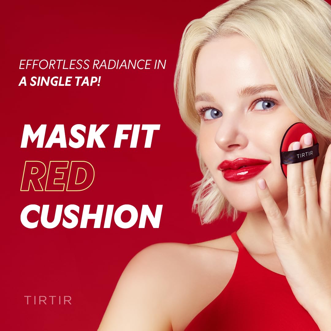 [*Mini Size*] TIRTIR Mask Fit Red Cushion Foundation | Full coverage, Weightless, Skin fit, Satin Glow Finish, Korean Makeup BB Foundation, beauty, Tattoo cover up, Buildable (#27N Camel, 0.15 Fl Oz)