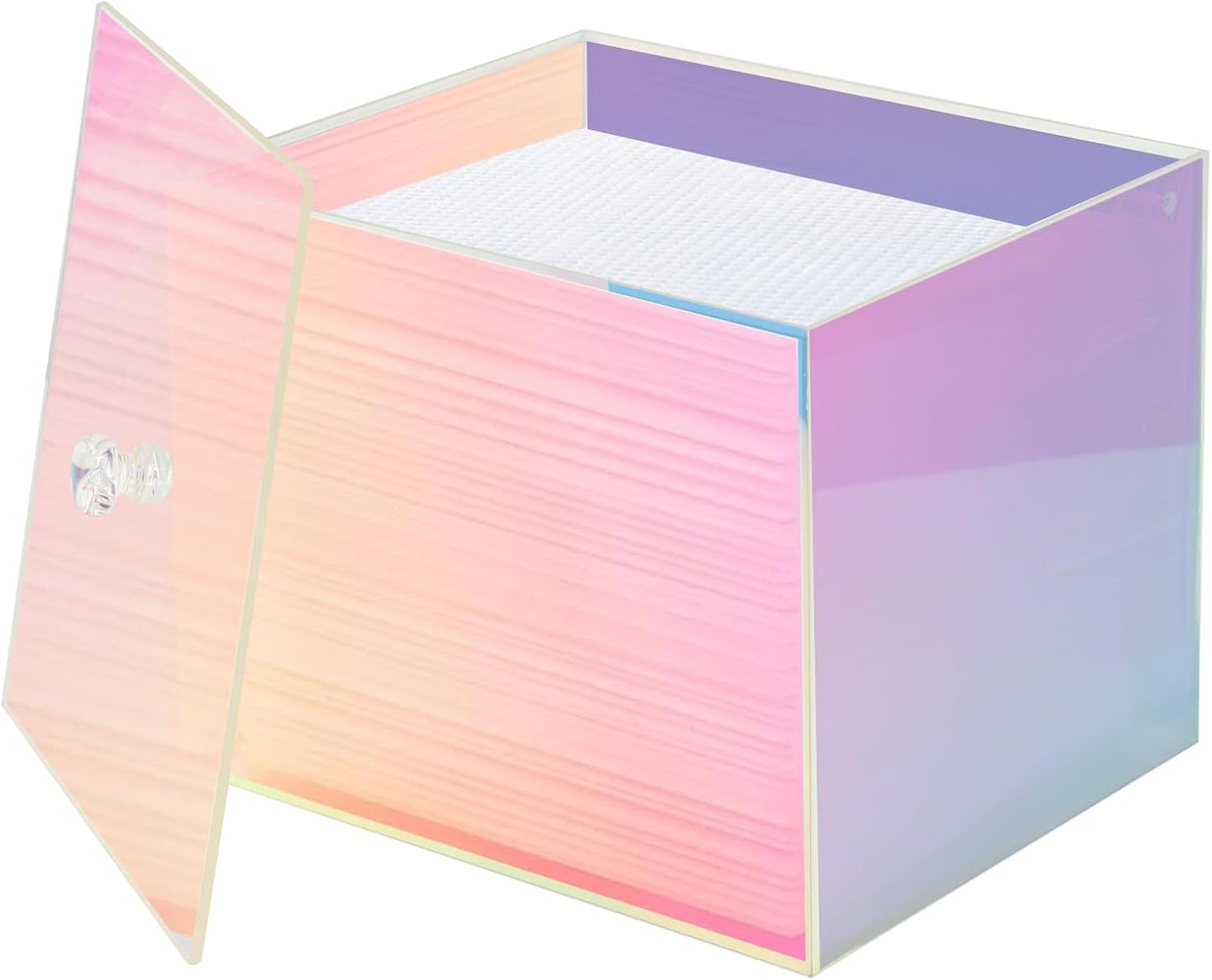 Face Towel Box, Acrylic Facial Disposable Towelettes Holder Container for XL Face Towels and Protects from Dust, Rainbow