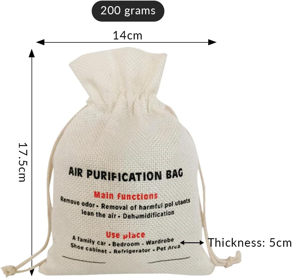 4 Pack charcoal odor absorber,Bamboo Charcoals Air Purifying Bag Charcoals Deodorizer Eliminator for Strong Odors in Car, Closet, Shoe, Basement (200G*4 Pack Beige, Unscented)