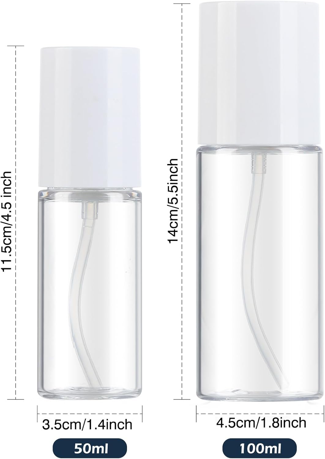 Boenoea Small Pump Bottle 1.7oz/50ml Travel Cosmetic Cream Pump Bottles Empty Pump Dispenser for Shampoo Lotion and Cream 3 Pack Clear