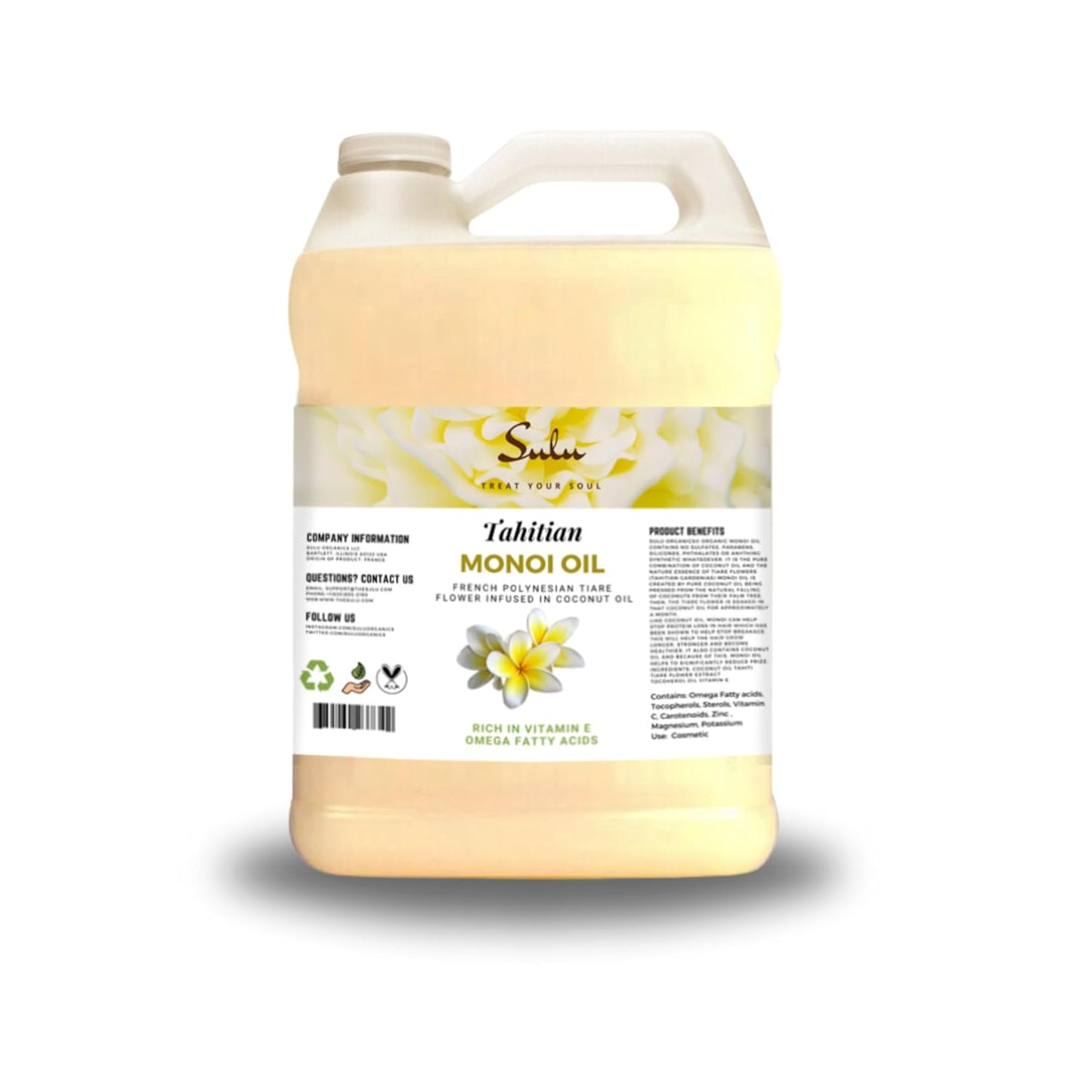 100% Pure Organic Cold Monoi de Tahiti Body, Nail and Hair Oil (64 oz)