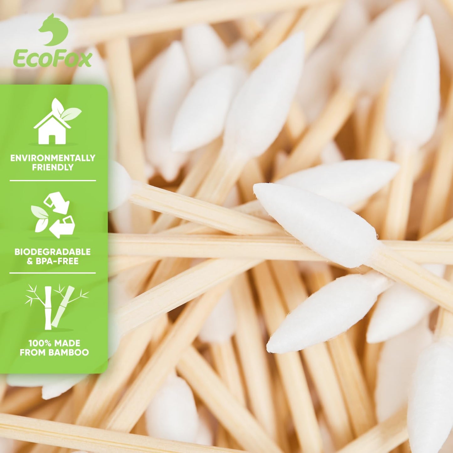 Precision Tip Cotton Swabs 500 Count | Organic & Biodegradable Pointed Cotton Buds | 100% Eco-Friendly & Natural | Perfect for Nails & Makeup, Fine Cleaning, Arts & Crafts