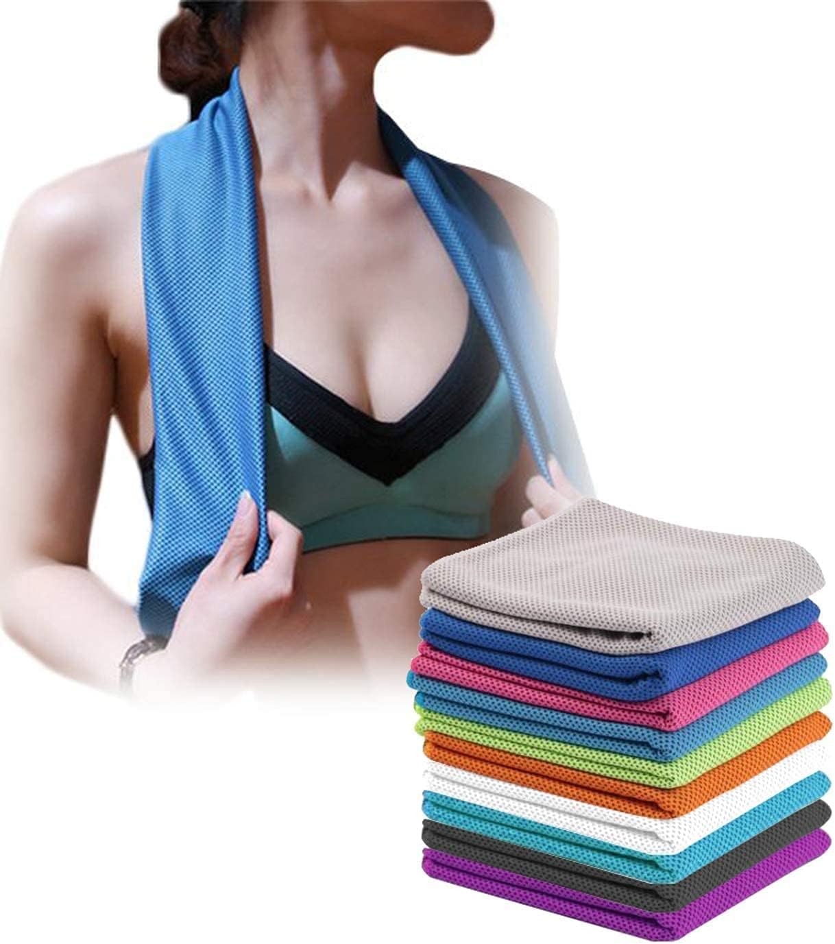 4 Packs Cooling Towel (40"x 12"), Ice Towel, Microfiber Towel, Soft Breathable Chilly Towel Stay Cool for Yoga, Sport, Gym, Workout, Camping, Fitness, Running, Workout & More Activities (Multicolor)