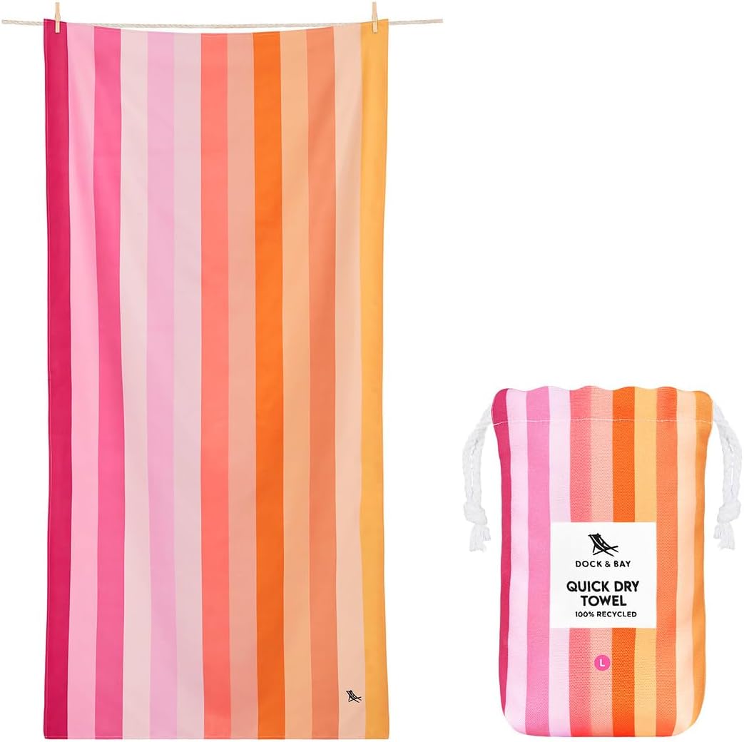 Dock & Bay Beach Towel - Quick Dry, Sand Free - Compact, Lightweight - 100% Recycled - Includes Bag - Sunset Boulevard - Set of 4 - Large (160x90cm, 63x35)