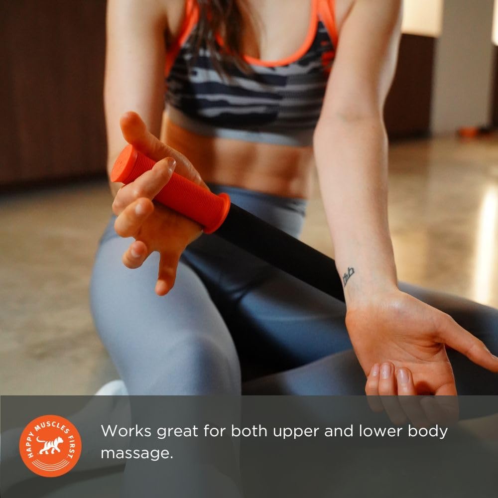 Tiger Tail 18in Massage Stick Portable Roller, Handheld, Deep Tissue Foam Roller, Body Massage and Myofascial Release Tool for Legs, Neck, Calves, Thighs, Shins & Back, The Original 18, Made in USA