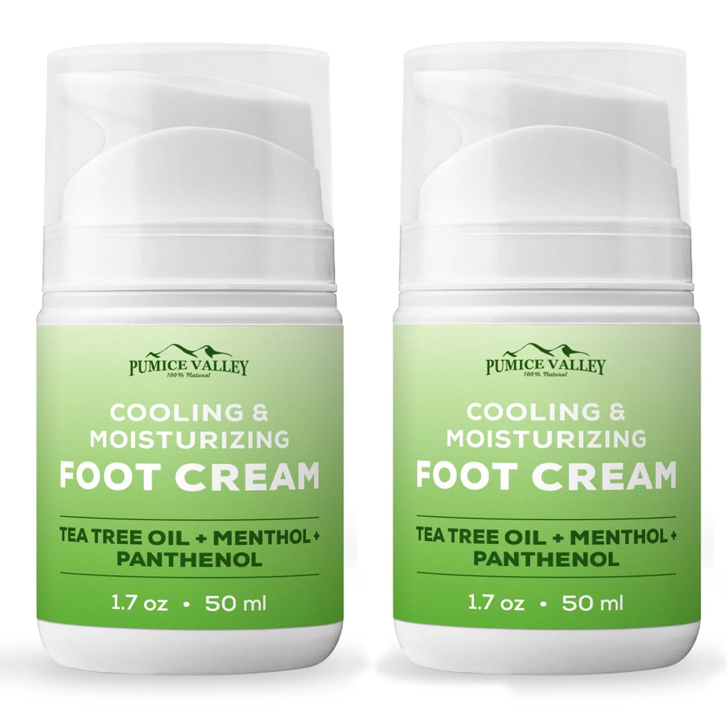 2 Pack Foot Cream for Dry Cracked Feet and Heels - Natural Moisturizer, Corn, Calluses Treatment - Skin, Body Lotion, Panthenol, Tea Tree Oil, Menthol 1.7 Oz