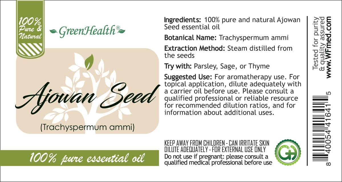 Ajowan Seed Essential Oil - 16 fl oz - Aluminum Bottle w/Locking Cap - GreenHealth