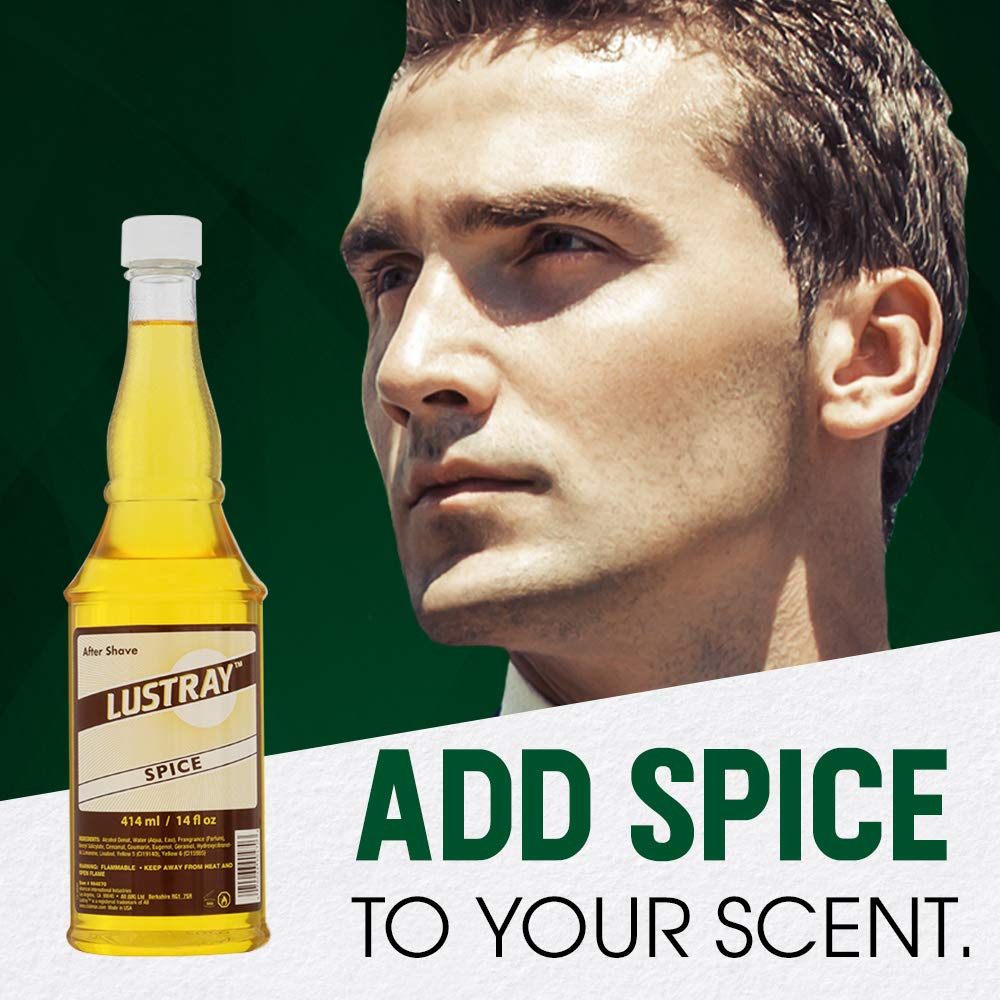 Clubman Lustray Spice After Shave Lotion – Refreshing & Soothing After Shave Lotion for Men, Long-Lasting Scent, Ideal for Sensitive Skin, 14 oz