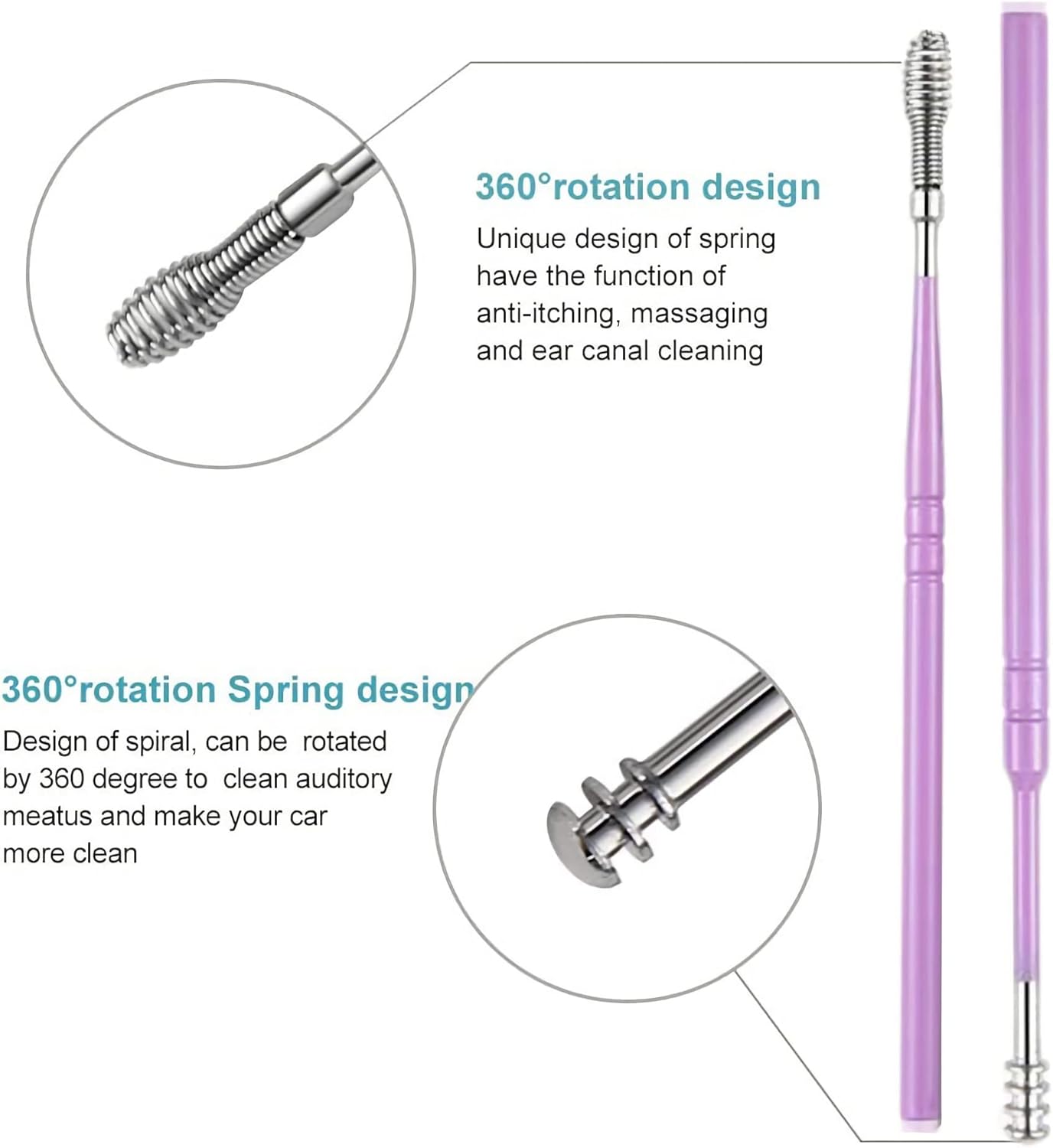 12 Pcs Ear Pick Earwax Removal Kit, Ear Cleaning Tool, Stainless Steel Earwax Removal Tool with Leather Storage Box (Yellow&Purple)