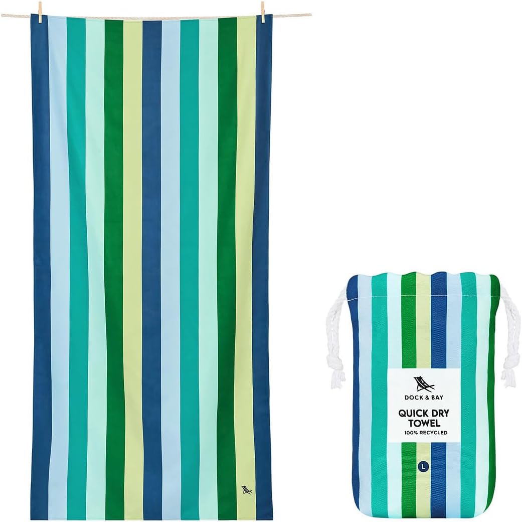 Dock & Bay Beach Towel - Quick Dry, Sand Free - Compact, Lightweight - 100% Recycled - Includes Bag - Tangerines & Greens - Set of 4 - Large (160x90cm, 63x35)