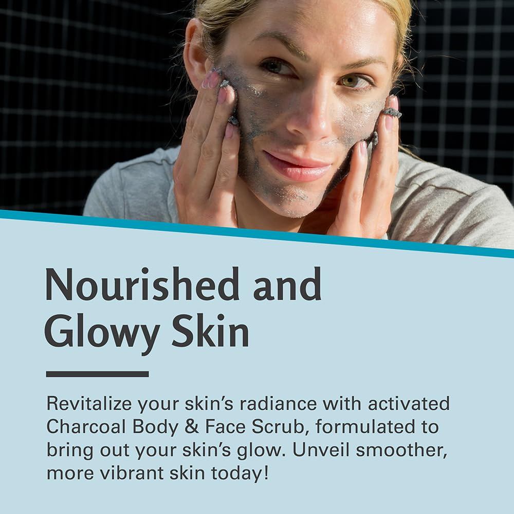 Exfoliating Charcoal Scrub with Collagen & Stem Cells – Salt Scrub for Body Toning, Cellulite, Armpit Detox, and Skin Smoothing for Face, Feet, and Body by M3 Naturals.