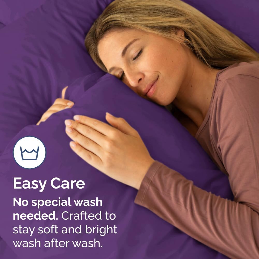 King Pillow Cases Set of 4 - Ultra Soft Hotel Quality Pillowcase Covers - Comfy, Cozy & Wrinkle Free - Shrinkage, Stain and Fade Resistant - Machine Washable Pillow Protectors - 4 Piece Set - Purple