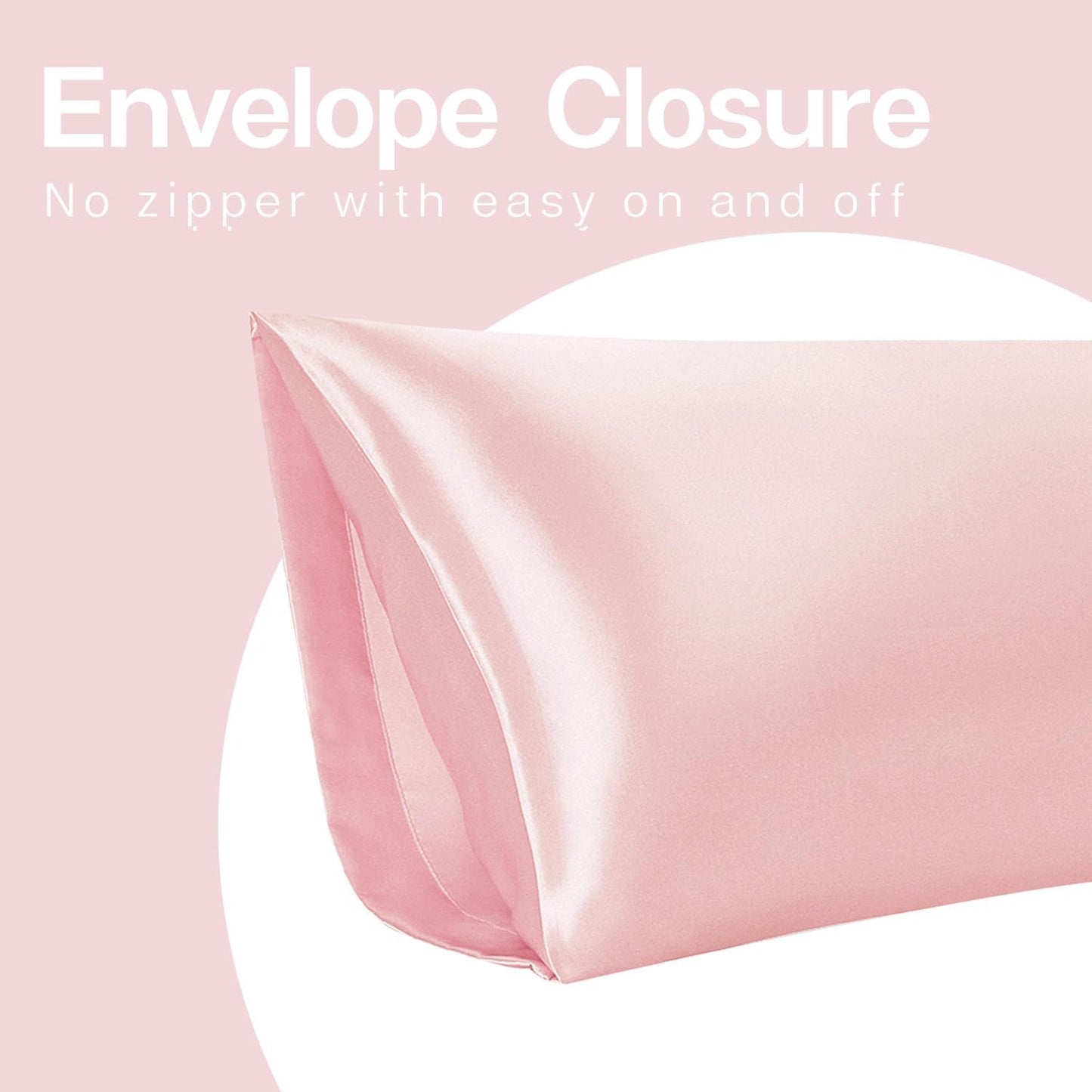 MR&HM Satin Body Pillow Cover, Soft and Breathable Body Pillow Case with Envelope Closure, Cooling and Silky Long Pillowcase for Hair and Skin,Grey (20x54, Light Pink)