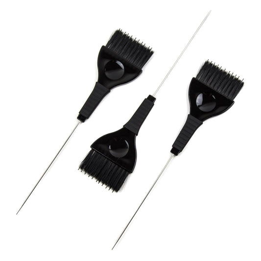 Pintail Hair Dye Brushes - 3 Tint Brushes with Built In Comb for Hair Color - Pin Tail for Precise Sectioning - Color Brushes for Hair Salon (Black)
