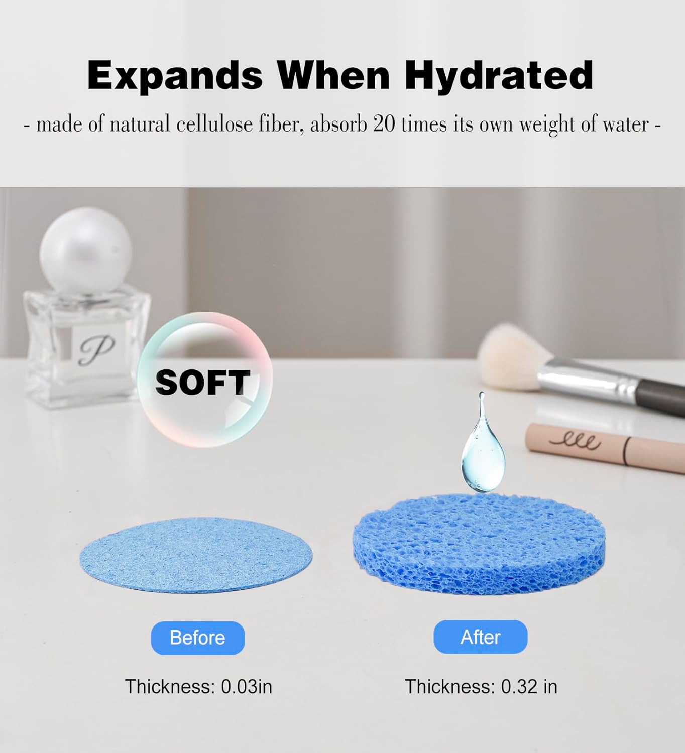 METUUTER 50 PCS Compressed Facial Sponges for Estheticians- 100% Natural Cellulose Face Sponge Professional Cosmetic Spa Sponges for Face Cleansing, Massage, Pore Exfoliating, Mask, Makeup Removal