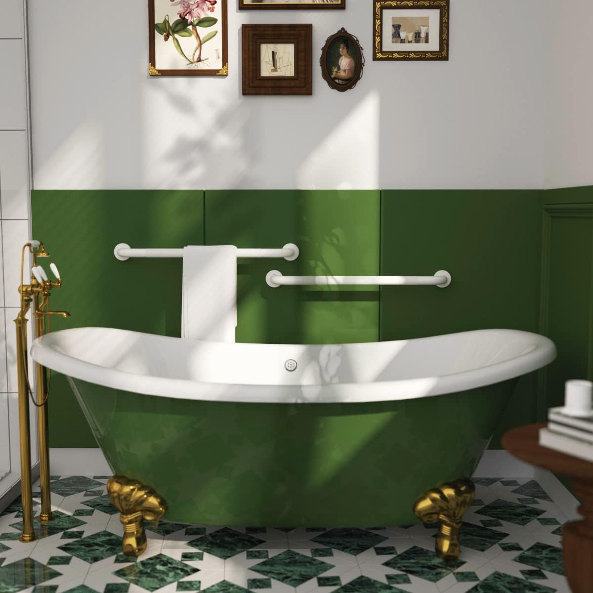 2 Pack 24 Inch Anti Slip Shower Grab Bar Oil Rubbed White 1.25" Diameter,Munzong Bathroom Grab Bar, Knurled Bathroom Balance Bar,Safety Hand Rail Support Handicap Elderly Senior Assist Bath Handle