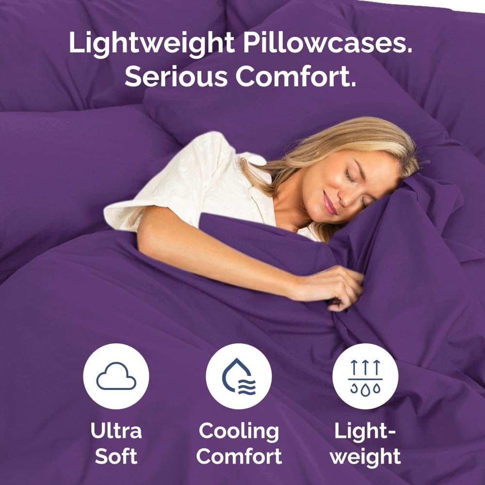 Queen Pillow Cases Set of 8 - Ultra Soft Hotel Quality Pillowcase Covers - Comfy & Wrinkle Free - Shrink, Stain & Fade Resistant - Easy-Care, Machine Washable Pillow Protectors - 8 Piece Set - Purple