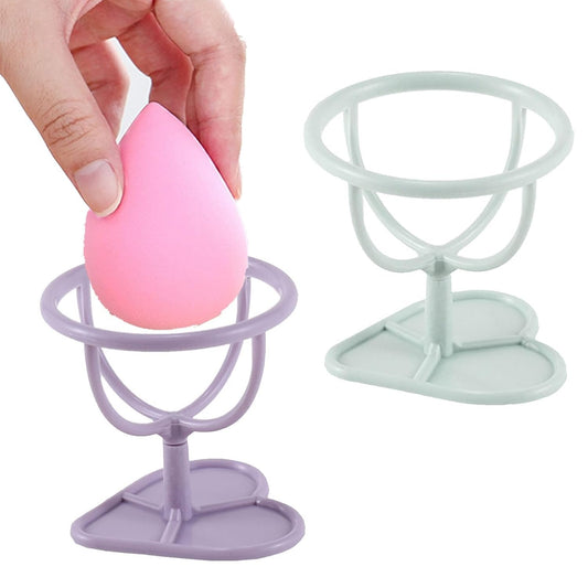 2Pcs (Purple+Blue) Makeup Sponge Puff Display Stand Beauty Egg Storage Rack, Sponge Drying Rack Stand Holder Egg Powder Puff Drying Shelf, Makeup Blenders and Sponges