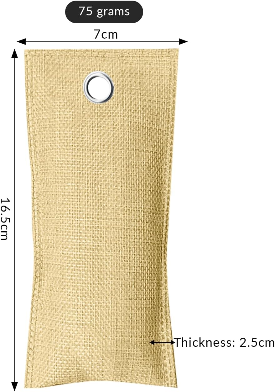 4 Pack charcoal odor absorber,Bamboo Charcoals Air Purifying Bag Charcoals Deodorizer Eliminator for Strong Odors in Car, Closet, Shoe, Basement (75G*4 Pack Beige-2, Unscented)