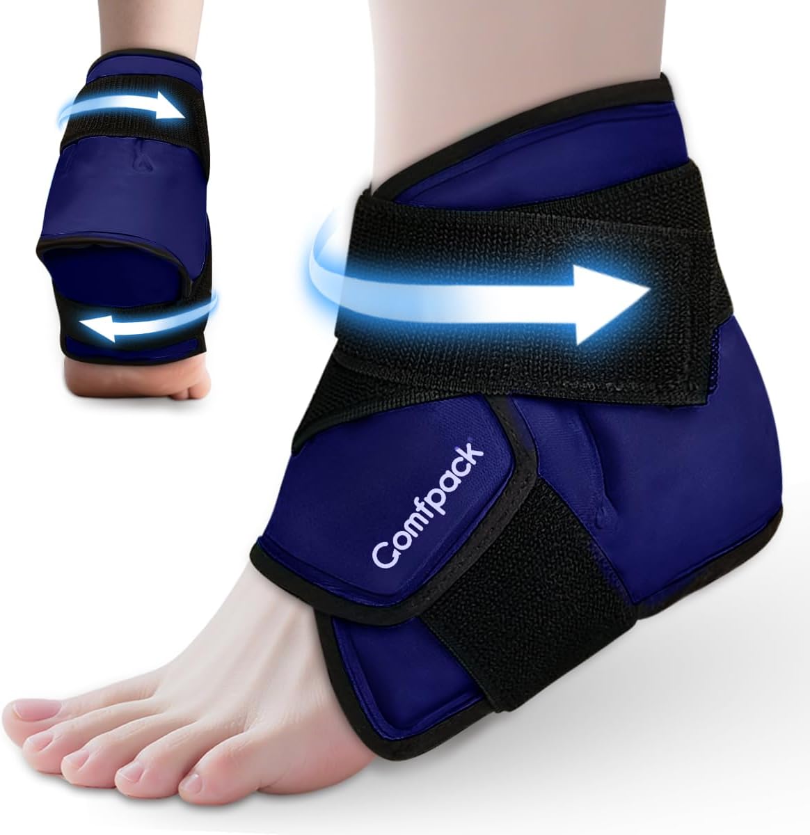 Ankle Ice Pack Wrap for Swelling, Heel Ice Pack for Pain Relief, Hot Cold Therapy Cold Pack for Plantar Fasciitis, Achilles Tendonitis, Ankle Sprain, Foot Pain, Navy