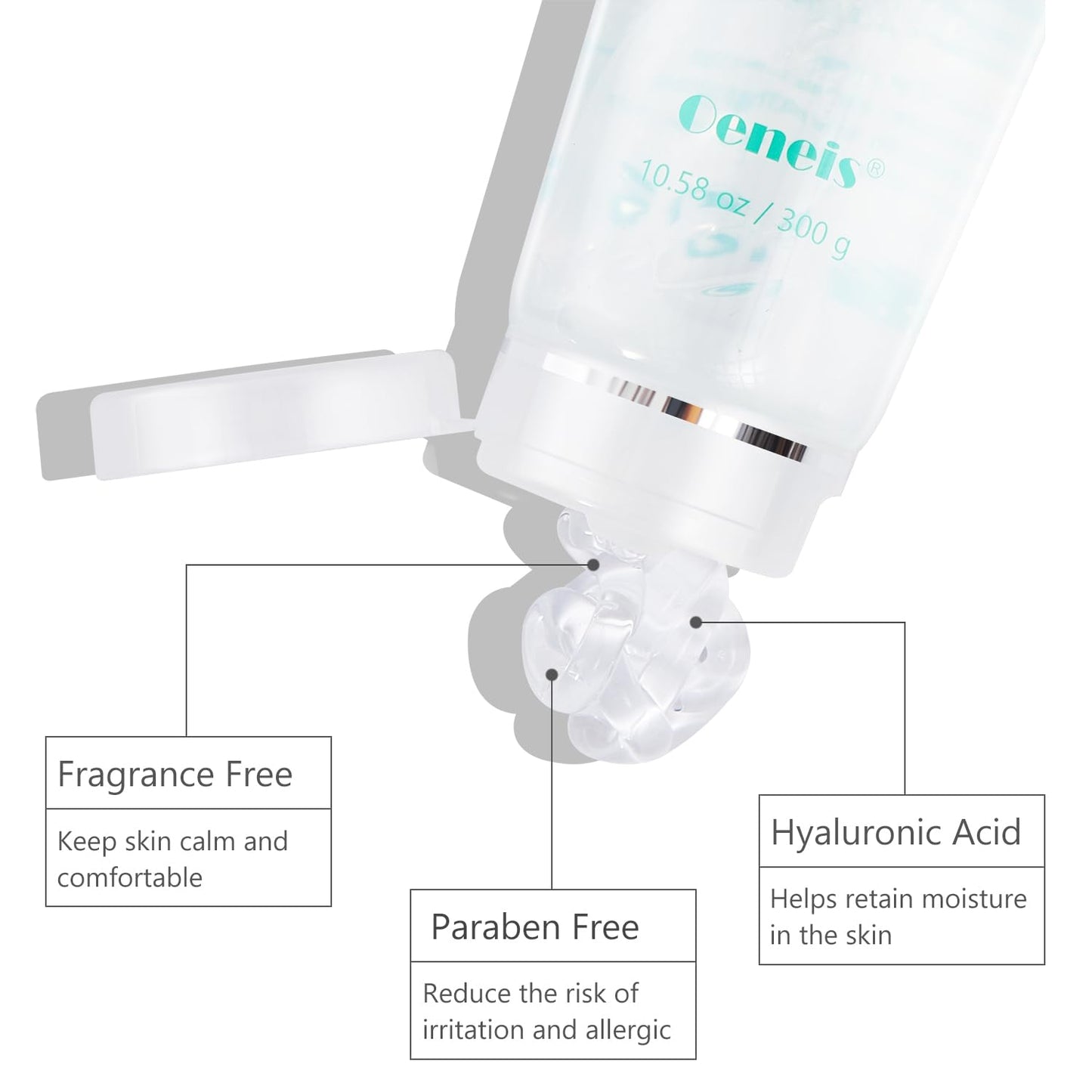 Hydrating Microcurrent Conductive Gel, Fragrance-Free, Paraben-Free, Gel Primer with Hyaluronic Acid, Non-irritating, Moisturizing Gel for RF, 300g Tube, Clear